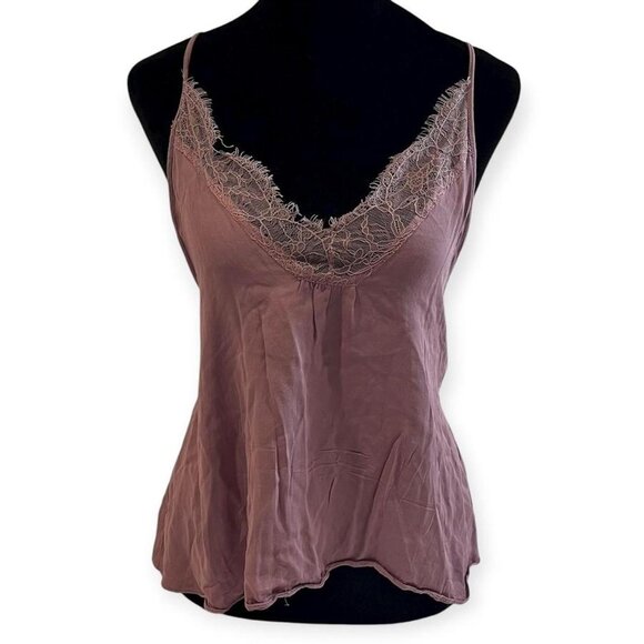 y2k dusty pink lace trim tie detail tank top boho fairy coquette vintage sultury - Picture 1 of 7